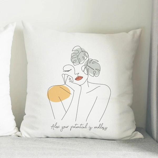 Personalised Fleur Line Art Cushion 1 Personalised Fleur Line Art Cushion