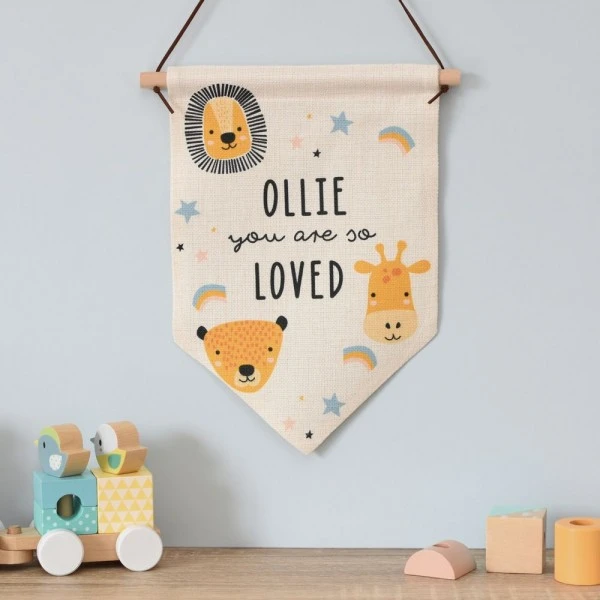 Personalised Scandi Safari Animals Hanging Banner 1 Personalised Scandi Safari Animals Hanging Banner
