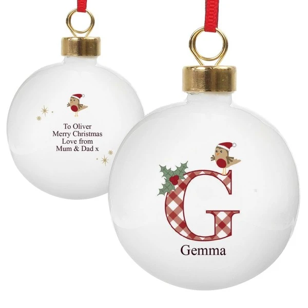 Personalised Initial Little Robin Bauble 5 Personalised Initial Little Robin Bauble - Image 5
