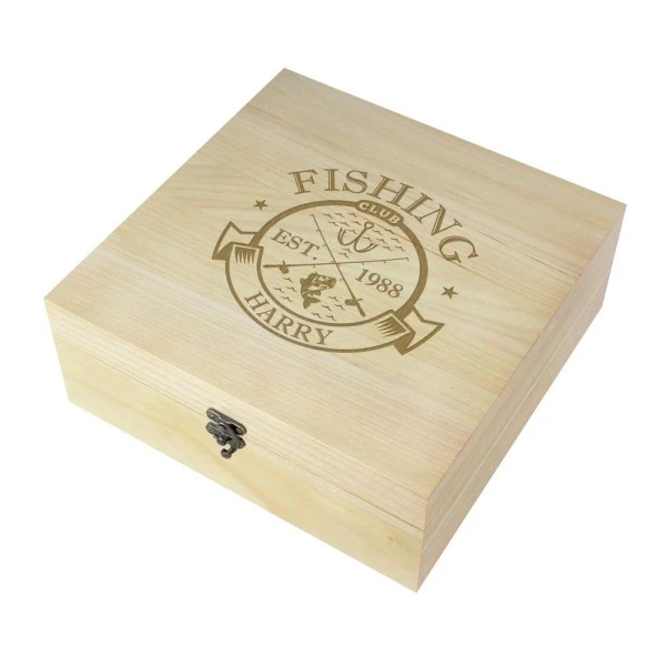 Personalised Fishing Club Wooden Keepsake Box 3 Personalised Fishing Club Wooden Keepsake Box - Image 3