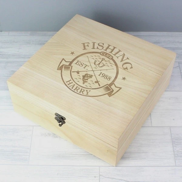 Personalised Fishing Club Wooden Keepsake Box 4 Personalised Fishing Club Wooden Keepsake Box - Image 4