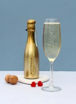 Personalised Name Only Flute & Mini Gold Bottega Prosecco Set