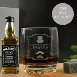 Personalised Gentlemans Tumbler And Whiskey Miniature Set