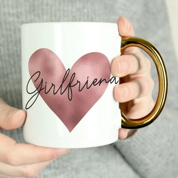 Personalised Heart Gold Handled Mug 1 Personalised Heart Gold Handled Mug