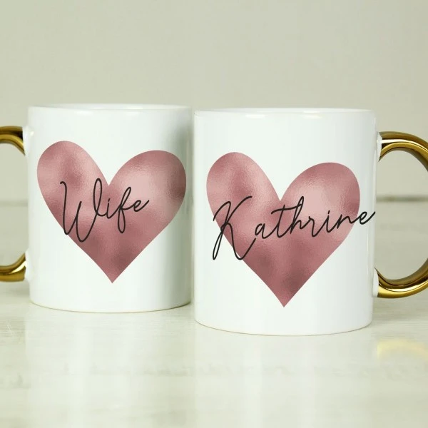 Personalised Heart Gold Handled Mug 2 Personalised Heart Gold Handled Mug - Image 2