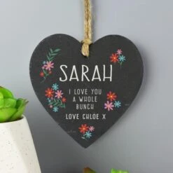 Personalised I Love You A Whole Bunch Hanging Slate Heart -PERSONALISE STORE 4004425 3