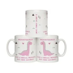 Personalised More Awesome Pink Dinosaur Mug -PERSONALISE STORE 4004620 2