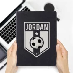 Personalised Football Badge Black Notebook -PERSONALISE STORE 4005005 2