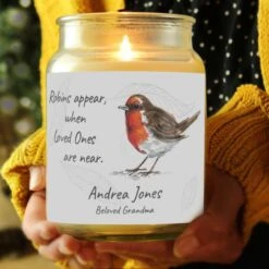 Personalised Robins Appear Large Scented Jar Candle -PERSONALISE STORE 4005073 2
