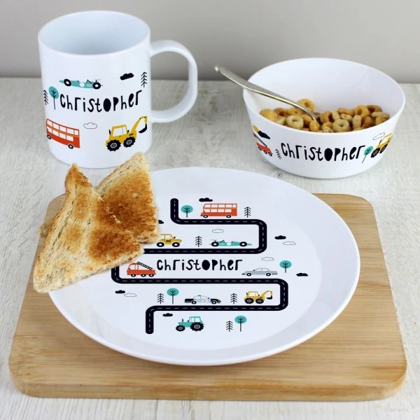 Personalised Little Car Plastic Breakfast Set 2 Personalised Little Car Plastic Breakfast Set - Image 2