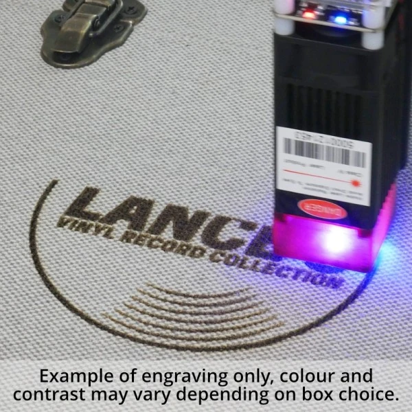 Personalised 12 Inch Record Storage Box - Cream Cloth With Grey Leather Trim - Record Laser Etched 4 Personalised 12 Inch Record Storage Box - Cream Cloth With Grey Leather Trim - Record Laser Etched - Image 4