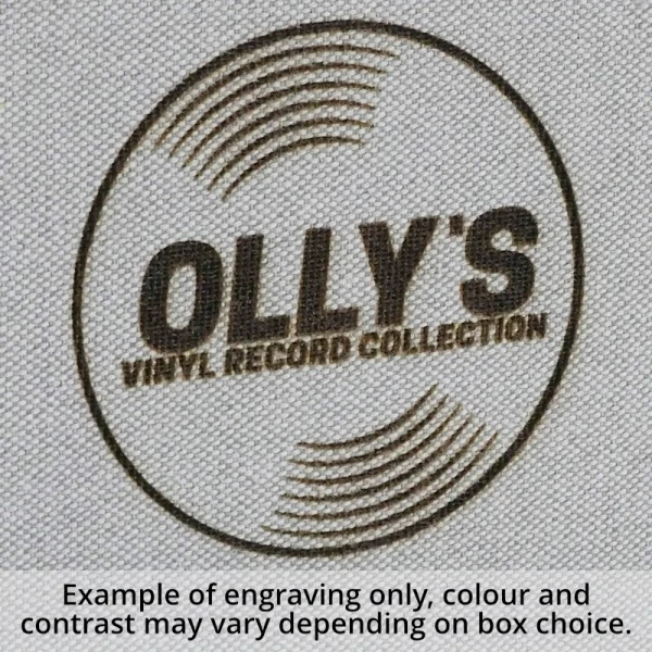 Personalised 12 Inch Record Storage Box - Cream Cloth With Grey Leather Trim - Record Laser Etched 5 Personalised 12 Inch Record Storage Box - Cream Cloth With Grey Leather Trim - Record Laser Etched - Image 5