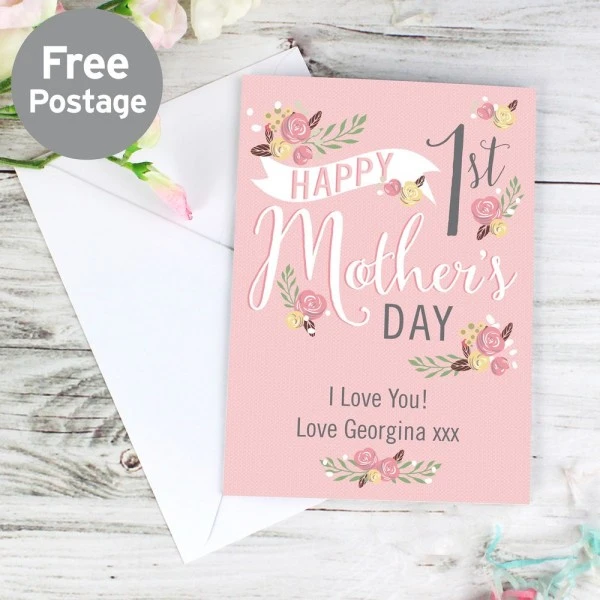 Personalised Floral Bouquet 1st Mother's Day Card 1 Personalised Floral Bouquet 1st Mother's Day Card