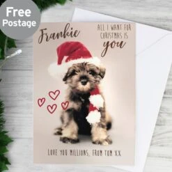 Personalised Rachael Hale "All I Want For Christmas" Puppy Card