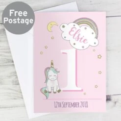 Personalised Baby Unicorn Birthday Age Card