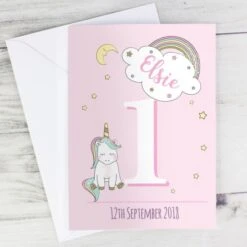 Personalised Baby Unicorn Birthday Age Card -PERSONALISE STORE gc00575 9