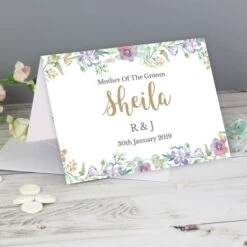 Personalised Gold Floral Watercolour Card -PERSONALISE STORE gc00590 3