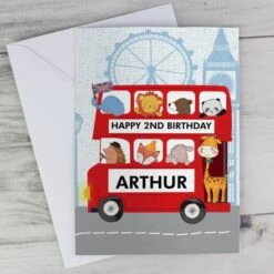 Personalised London Animal Bus Birthday Card -PERSONALISE STORE gc00627 2