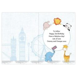 Personalised London Animal Bus Birthday Card -PERSONALISE STORE gc00627 3