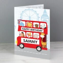 Personalised London Animal Bus Birthday Card -PERSONALISE STORE gc00627 5