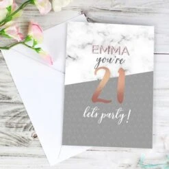 Personalised Marble And Rose Gold Birthday Card -PERSONALISE STORE gc00630 2