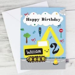 Personalised Digger Birthday Card -PERSONALISE STORE gc00631 3