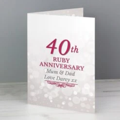 Personalised 40th Ruby Anniversary Card -PERSONALISE STORE gc00659 4