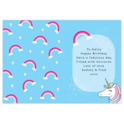 Personalised Unicorn Birthday Card -PERSONALISE STORE gc00682 2