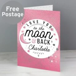 Personalised To The Moon & Back Pink Card -PERSONALISE STORE gc00685 2