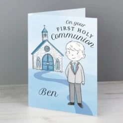 Personalised Boys First Holy Communion Card -PERSONALISE STORE gc00750 3