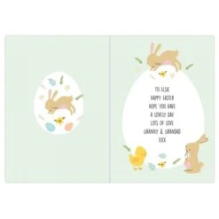 Personalised Easter Bunny & Chick Card -PERSONALISE STORE gc00783 2