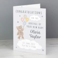 Personalised Teddy & Balloons Card -PERSONALISE STORE gc00799 3