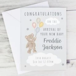 Personalised Teddy & Balloons Card -PERSONALISE STORE gc00799 4