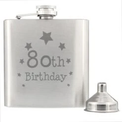 80th Birthday Hip Flask -PERSONALISE STORE np0102e43 2