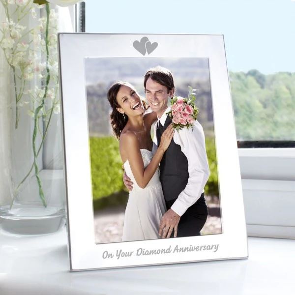 Silver 5x7 Diamond Anniversary Photo Frame 2 Silver 5x7 Diamond Anniversary Photo Frame - Image 2