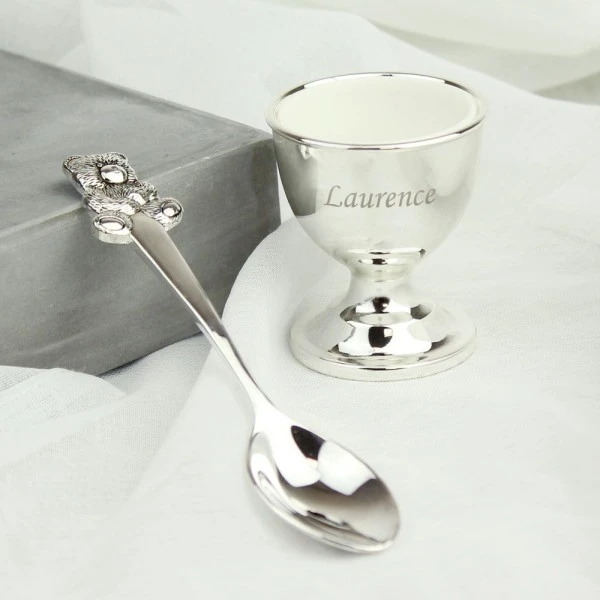 Personalised Silver Egg Cup & Spoon 2 Personalised Silver Egg Cup & Spoon - Image 2