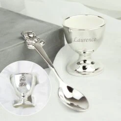 Personalised Silver Egg Cup & Spoon 9 Personalised Silver Egg Cup & Spoon -PERSONALISE STORE p010220 2