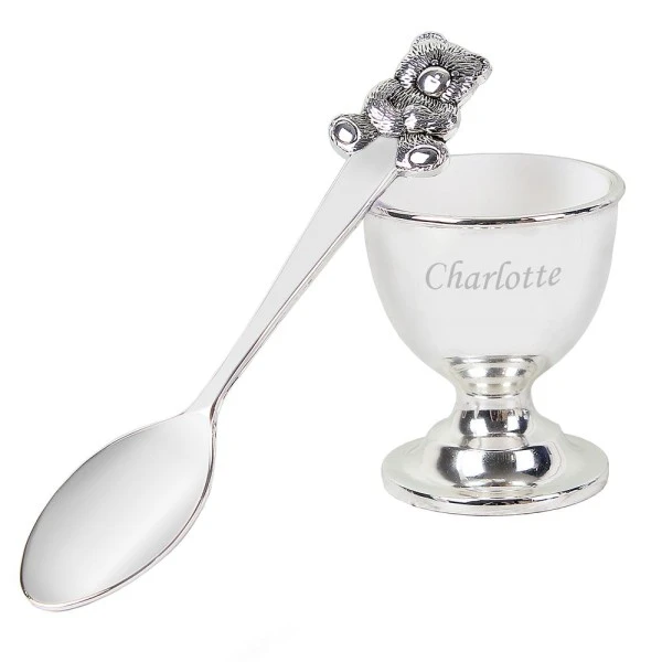 Personalised Silver Egg Cup & Spoon 5 Personalised Silver Egg Cup & Spoon - Image 5