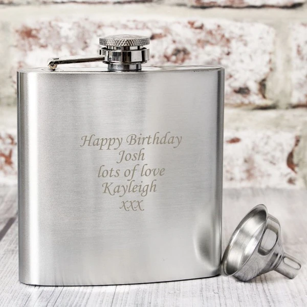 Personalised Boxed Stainless Steel Hip Flask 1 Personalised Boxed Stainless Steel Hip Flask