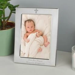 Personalised Silver Plated 6x4 Elegant Cross Photo Frame -PERSONALISE STORE p0102d31 2