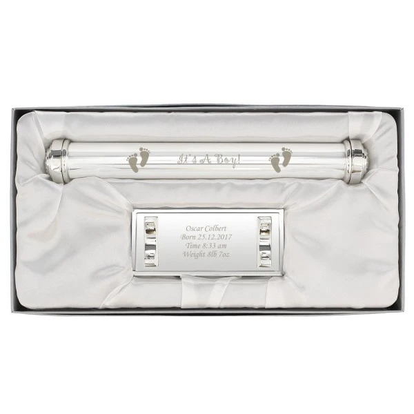 Personalised Its A Boy Silver Plated Certificate Holder 2 Personalised Its A Boy Silver Plated Certificate Holder - Image 2