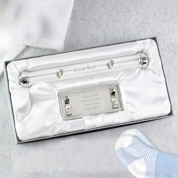 Personalised Its A Boy Silver Plated Certificate Holder 3 Personalised Its A Boy Silver Plated Certificate Holder - Image 3