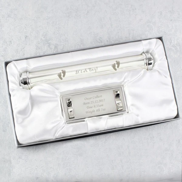 Personalised Its A Boy Silver Plated Certificate Holder 4 Personalised Its A Boy Silver Plated Certificate Holder - Image 4