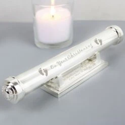 Personalised Christening Silver Plated Certificate Holder