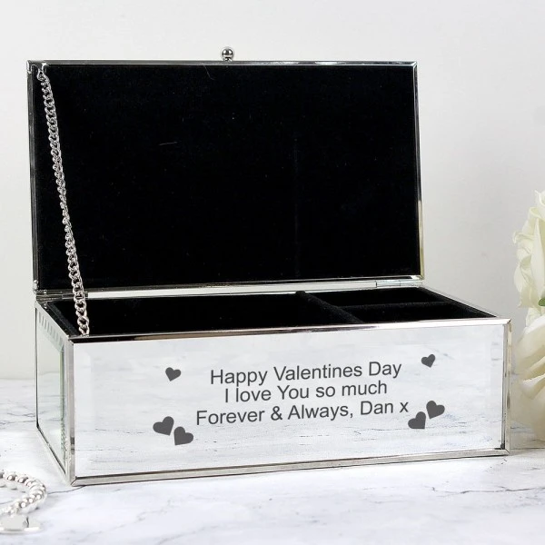 Personalised Hearts Mirrored Jewellery Box 1 Personalised Hearts Mirrored Jewellery Box