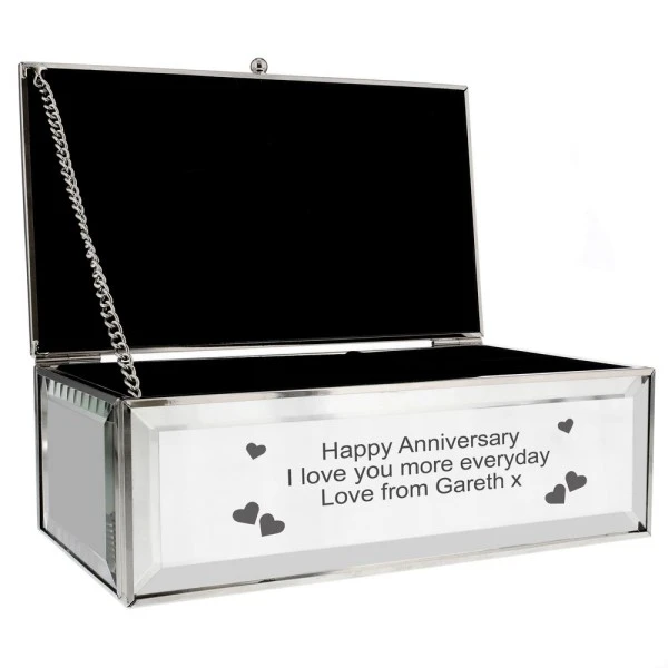 Personalised Hearts Mirrored Jewellery Box 2 Personalised Hearts Mirrored Jewellery Box - Image 2