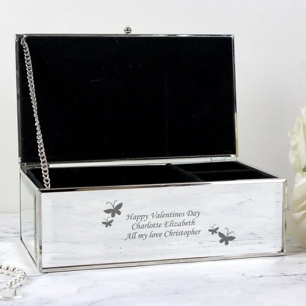 Personalised Butterflies Mirrored Jewellery Box 1 Personalised Butterflies Mirrored Jewellery Box