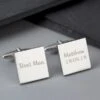 Personalised Wedding Role Square Cufflinks -1 Line
