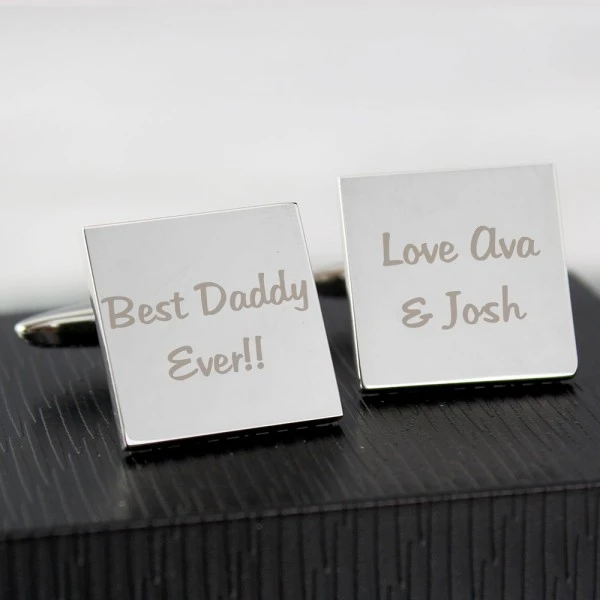 Personalised Any Message Square Cufflinks - 2 Lines 1 Personalised Any Message Square Cufflinks - 2 Lines