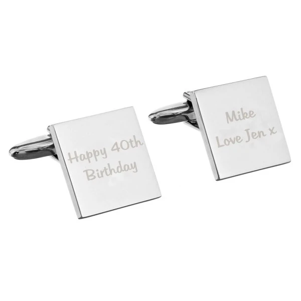 Personalised Any Message Square Cufflinks - 2 Lines 2 Personalised Any Message Square Cufflinks - 2 Lines - Image 2